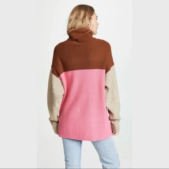 Free People Candy Pop Structured Colorblock Soft Oversized Turtleneck Sweater M - Picture 4 of 11